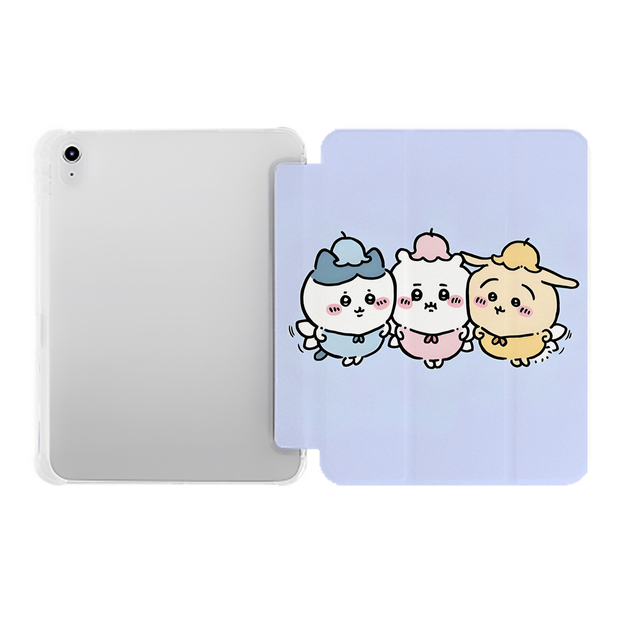 （画像用） ちいかわ Chii-kawa IPad ケース ペン収納付き 三つ折りスタンド PUレザー×シリコン 対応機種9.5/10.5/10.9インチ
